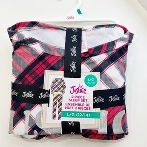 Justice Red and Black Plaid Sleepwear Set